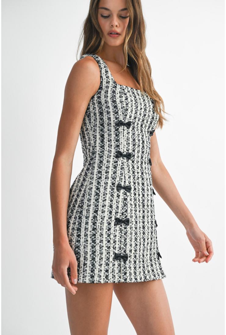 Tweed Square Neck Mini Dress