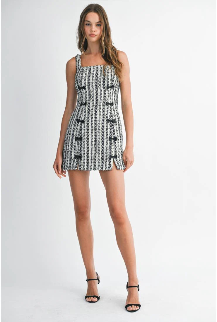 Tweed Square Neck Mini Dress