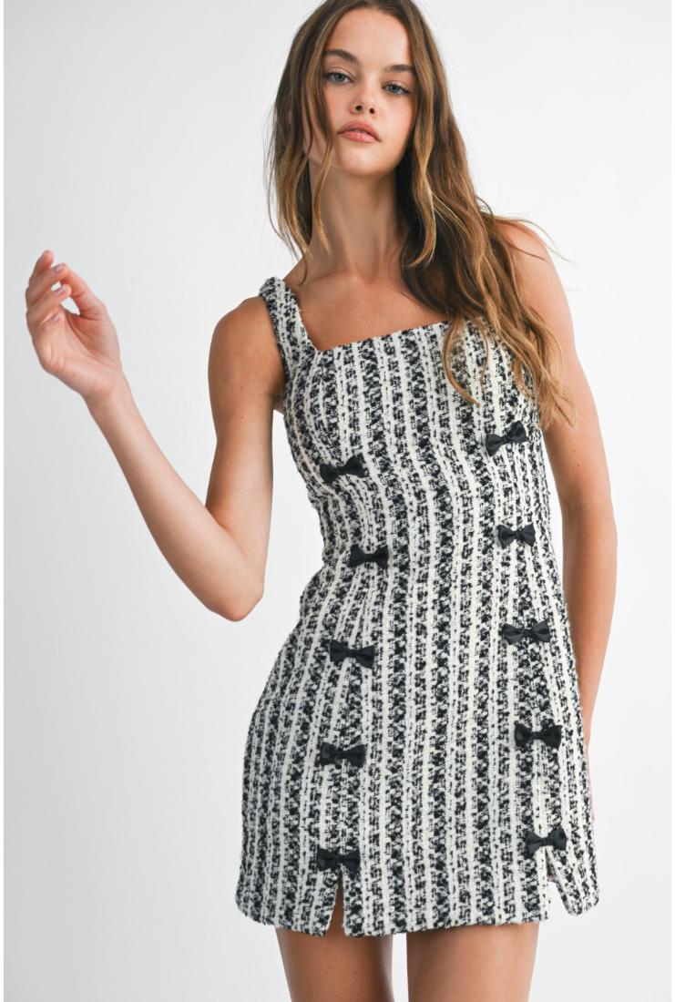 Tweed Square Neck Mini Dress